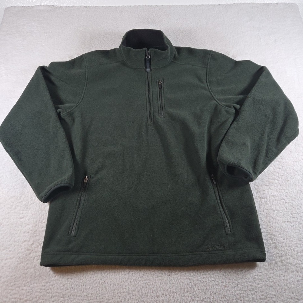 Vintage LL Bean Jacket Men's Large Tall Green Fleece 1/4 Zip Pullover Sweater